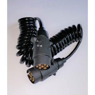 Kabel 7 polig Spiralkabel Verbindungskabel Anhängerkabel 5 Meter mit Stecker Anhänger