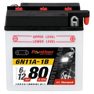 Panter Motorradbatterie 01214 6V 12Ah 6N11A-1B/3A für Simson S50 S51 MZ TS ES