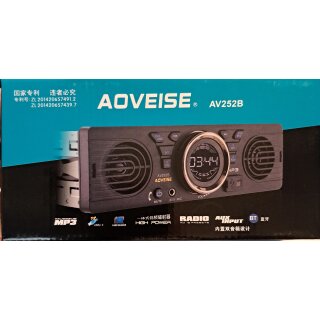 Aoveise AV252B 12V Bluetooth 2.1 Freisprecheinrichtung int. Lautsprecher USB AUX MP3 Audio Player  für Radlader Bagger Traktor Trabant B1000 W50 IFA