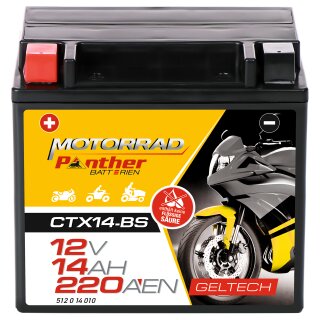 GEL Batterie 51214  Batterie 12V 14Ah 220AEN, CTX14-BS Motorrad Rasentrac Aufsitzmäher