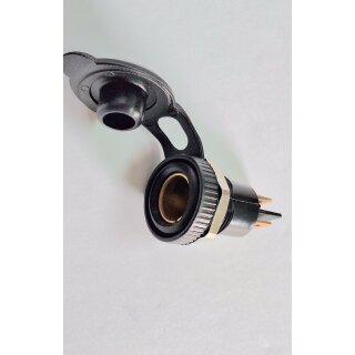 Einbau-Steckdose DIN m. Deckel Kunststoff 2 Polig 12/24V-10A Vg.Nr. JB004777-001