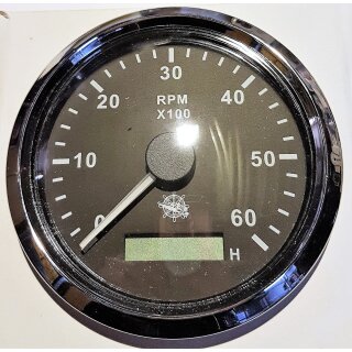 Drehzahlmesser 85 mm Diesel 0-6000 RMP schwarz Blende Poliert für Schiff Boot