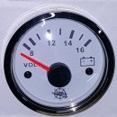 Voltmeter weiß  mit Chromrand 8-16V Spannungs/...