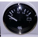 Voltmeter schwarz mit Chrom Rand 8-16V Spannungs/...