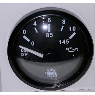 Öldruckanzeige schwarz  0-10 bar  12V 24V Öldruck Anzeige Manometer für VDO